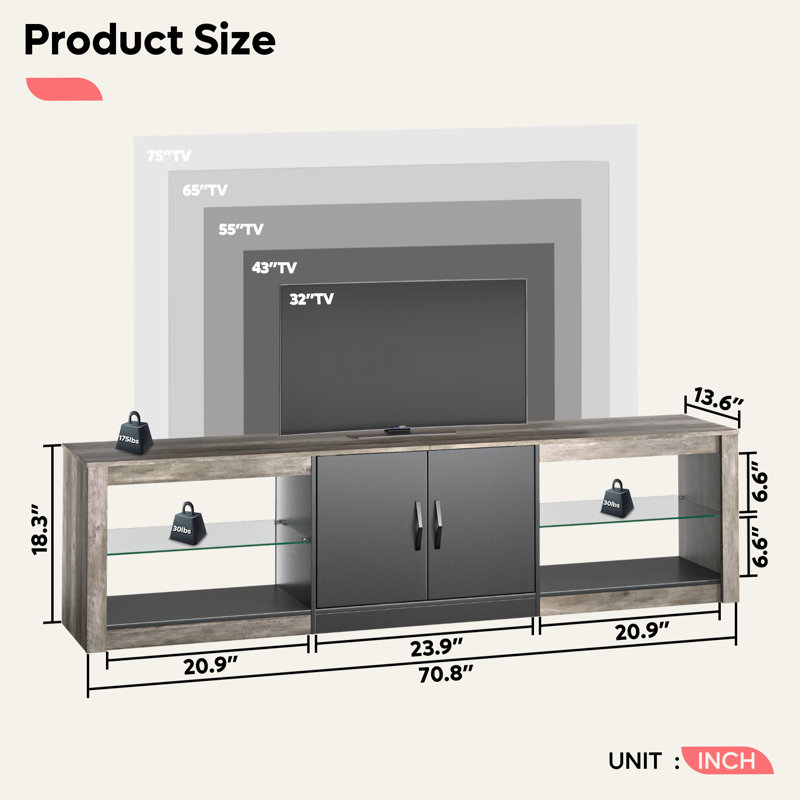 Wade Logan® Brandenburg TV Stand for TVs up to 75" & Reviews Wayfair